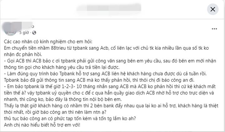 Chật vật đòi lại tiền chuyển khoản nhầm ngân hàng, khách hàng nên làm gì?- Ảnh 1.