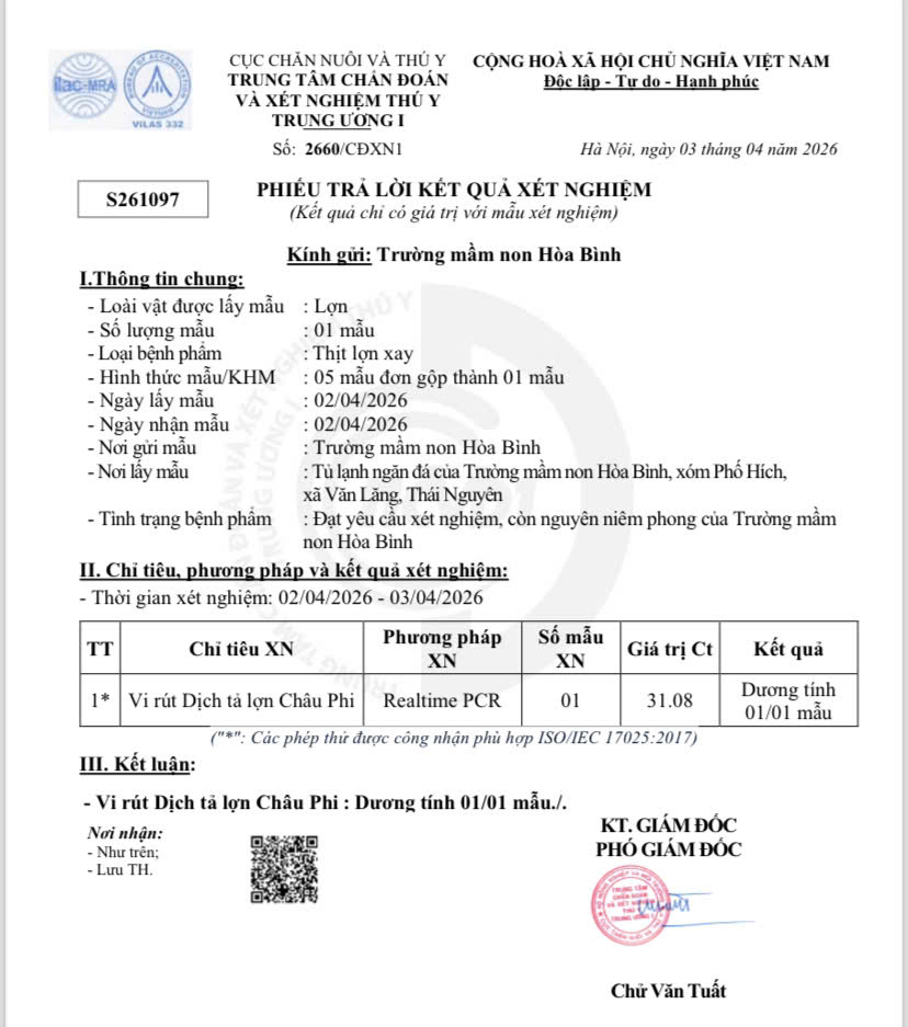  Công an điều tra nguồn gốc thịt lợn bệnh trong bếp ăn Trường mầm non Hòa Bình  - Ảnh 1.