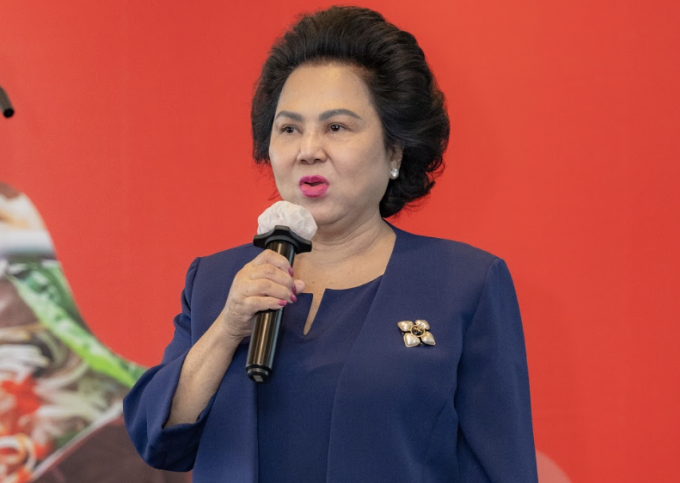 Lý Kim Chi - Chủ tịch Hiệp hội Lương thực Thực phẩm TP HCM chia sẻ tại buổi họp báo Fi Vietnam 2026 sáng 9/4. Ảnh: Thi Hà