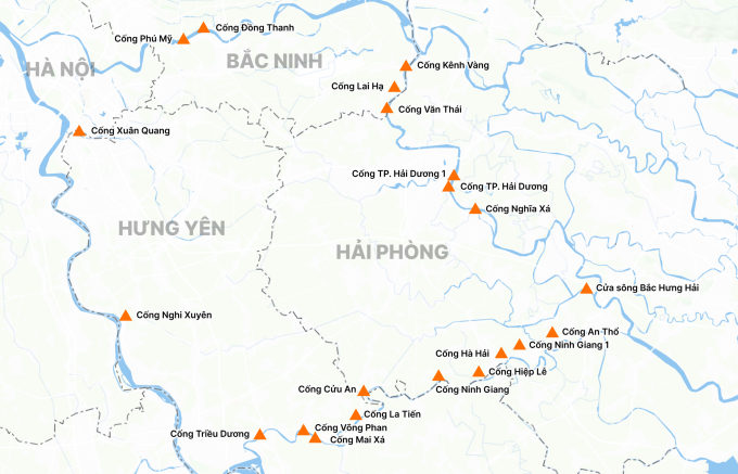 Hệ thống thủy lợi Bắc Hưng Hải. Đồ họa: Tâm Thảo