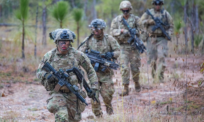 Quân nhân Mỹ diễn tập tại căn cứ Fort Polk, bang Louisiana, tháng 11/2022. Ảnh: US Army