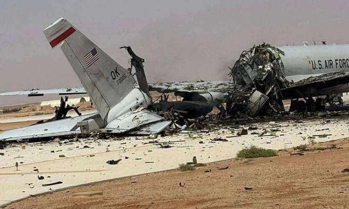 Hình ảnh được cho là chiếc E-3 Mỹ sau đòn tấn công của Iran hôm 26/3. Ảnh: Facebook/ Air Force Amn/Nco/Snco