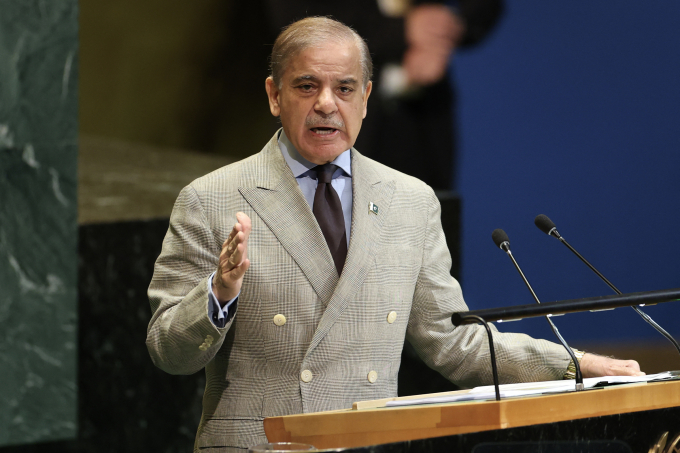 Thủ tướng Pakistan Shehbaz Sharif phát biểu tại Liên Hợp Quốc tháng 9/2025. Ảnh: AFP